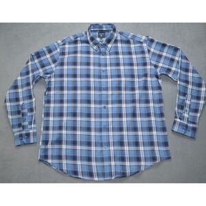 James Pringle Men's Button Down‎ Shirt Blue Plaid Long Sleeve Size Large